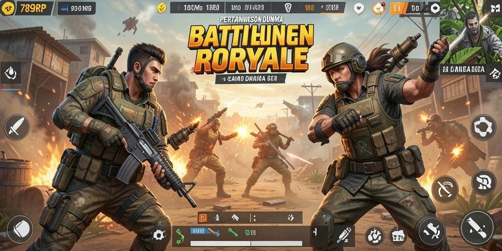 Tampilan menarik dari gameplay Battle Royale yang mendebarkan.
