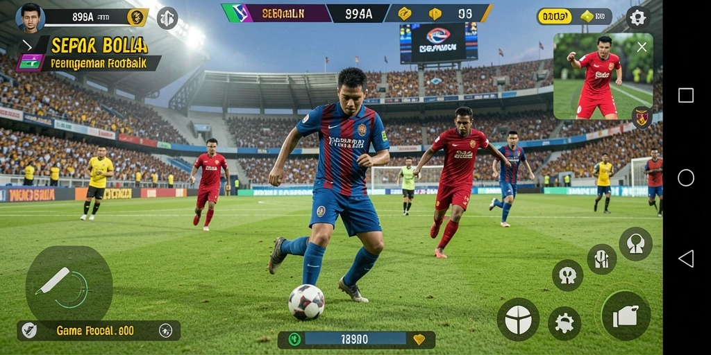 Gameplay seru di 898A saat pertandingan sepak bola berlangsung.