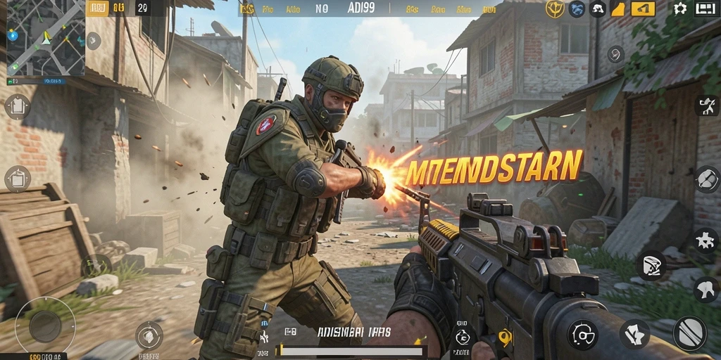 Tangkapan layar gameplay <strong>ADI99</strong> yang menampilkan aksi tembak-menembak yang mendebarkan.