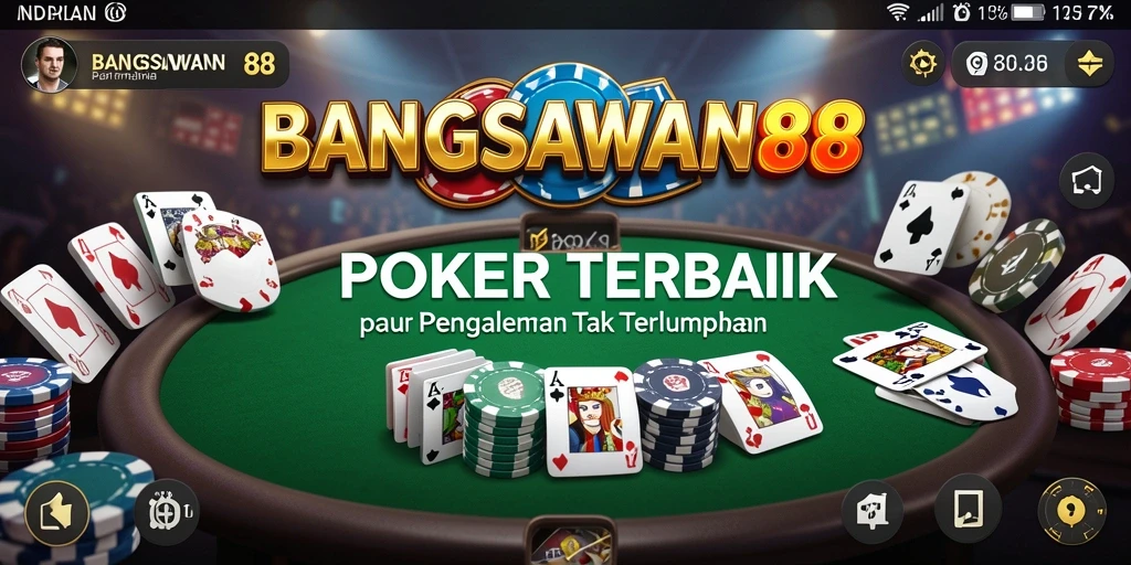 Tampilan gameplay seru di aplikasi BANGSAWAN88 saat bermain poker.