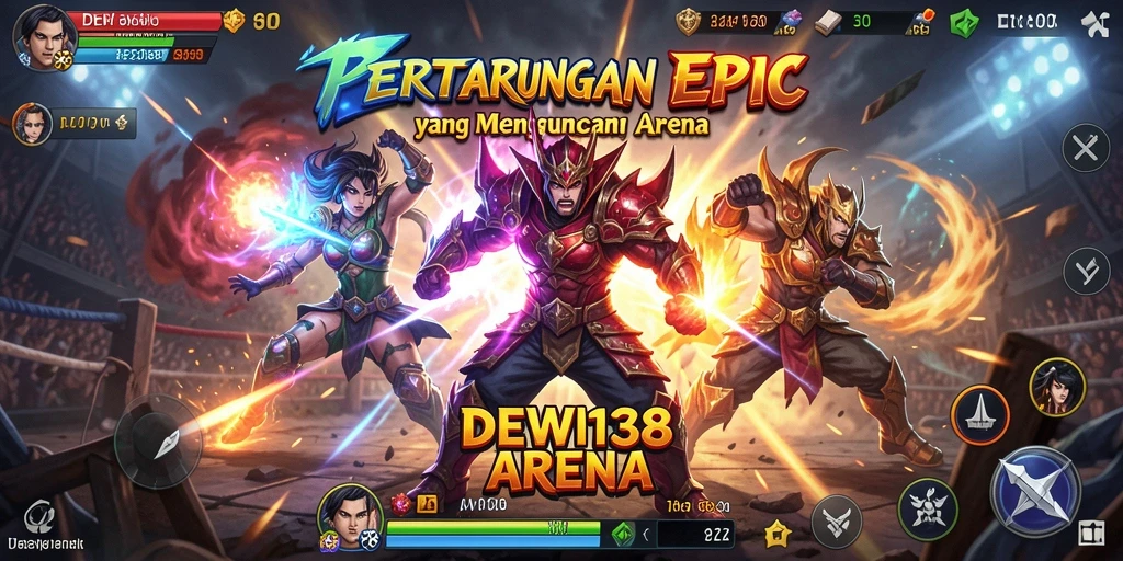 Tampilan pertarungan mendebarkan dalam DEWI138 dengan karakter unik.