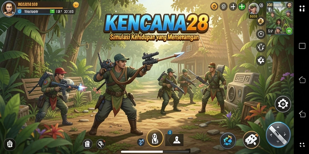 Skrinsut gameplay KENCANA28 yang menampilkan interaksi karakter dan aktivitas sehari-hari.