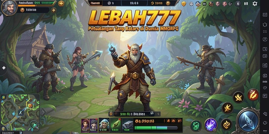 Screenshot LEBAH777 menampilkan pertarungan epik di dunia MMORPG.