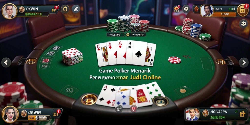 Tampilan menarik dari gameplay poker di OKWIN yang mendebarkan.