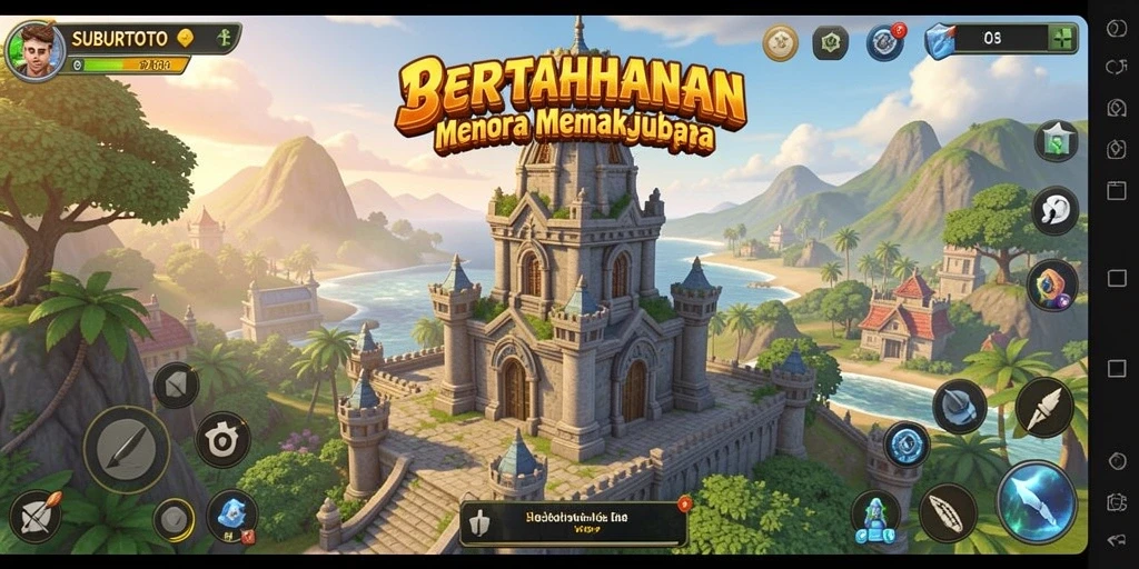Gameplay SUBURTOTO menampilkan pertahanan menara yang strategis dan mendebarkan.