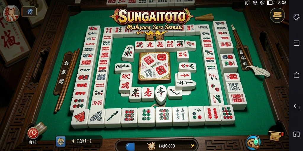 Gambaran gameplay seru dari SUNGAITOTO yang menampilkan ubin Mahjong.